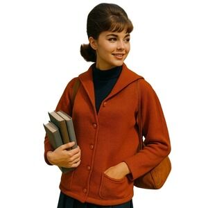 Vintage 1960's Brentshire for Montgomery‎ Ward Burnt Orange Cardigan